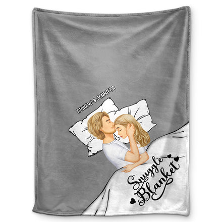 Couple Side View Snuggle Blanket - Gift For Couples - Personalized Fleece Blanket