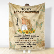 To My Badass Daughter - Gift For Women - Personalized Fleece Blanket, Sherpa Blanket