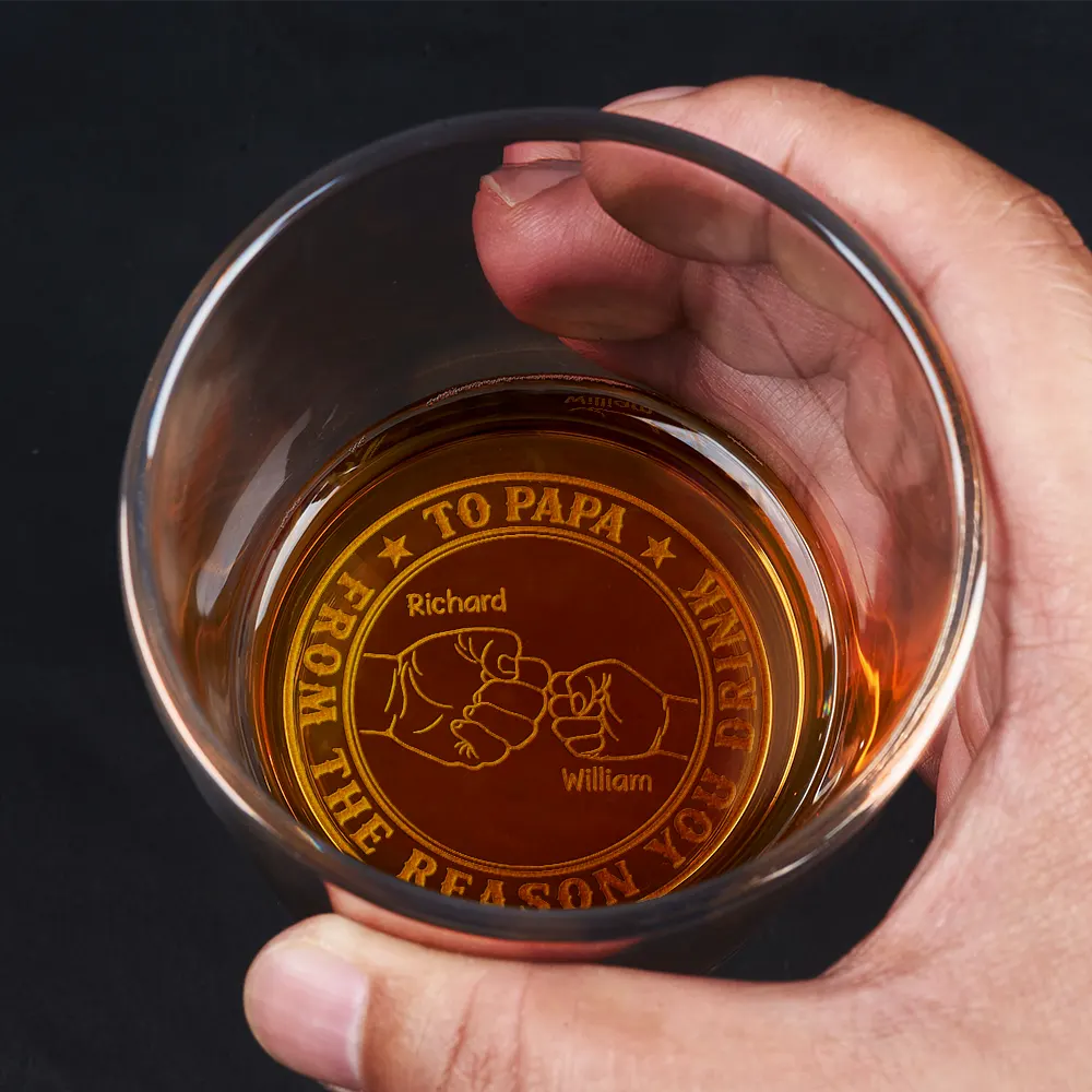 To Dad From The Reasons You Drink - Personalized Engraved Whiskey Glass