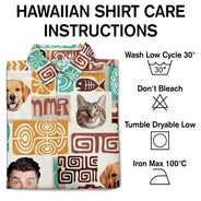 Custom Photo Funny Family Pet Face Tiki Pattern - Personalized Hawaiian Shirt