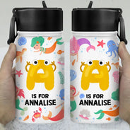 Monogram Letter Unicorn Butterfly Dino Animals - Personalized Kids Water Bottle