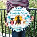 Poolside Paradise Family - Personalized Wood Circle Sign