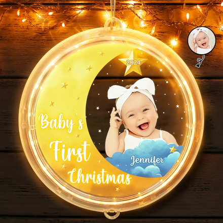 Custom Photo New Baby's First Christmas - Personalized LED Pendant Light