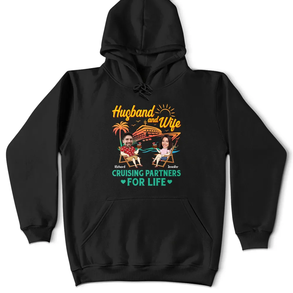 Custom Photo Couple Cruising Partners For Life - Personalized T Shirt