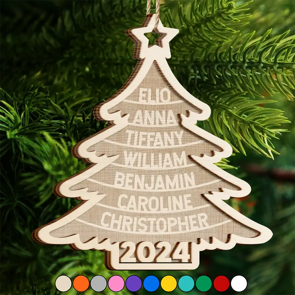 Family Christmas Tree - Personalized 2-Layered Wooden Ornament