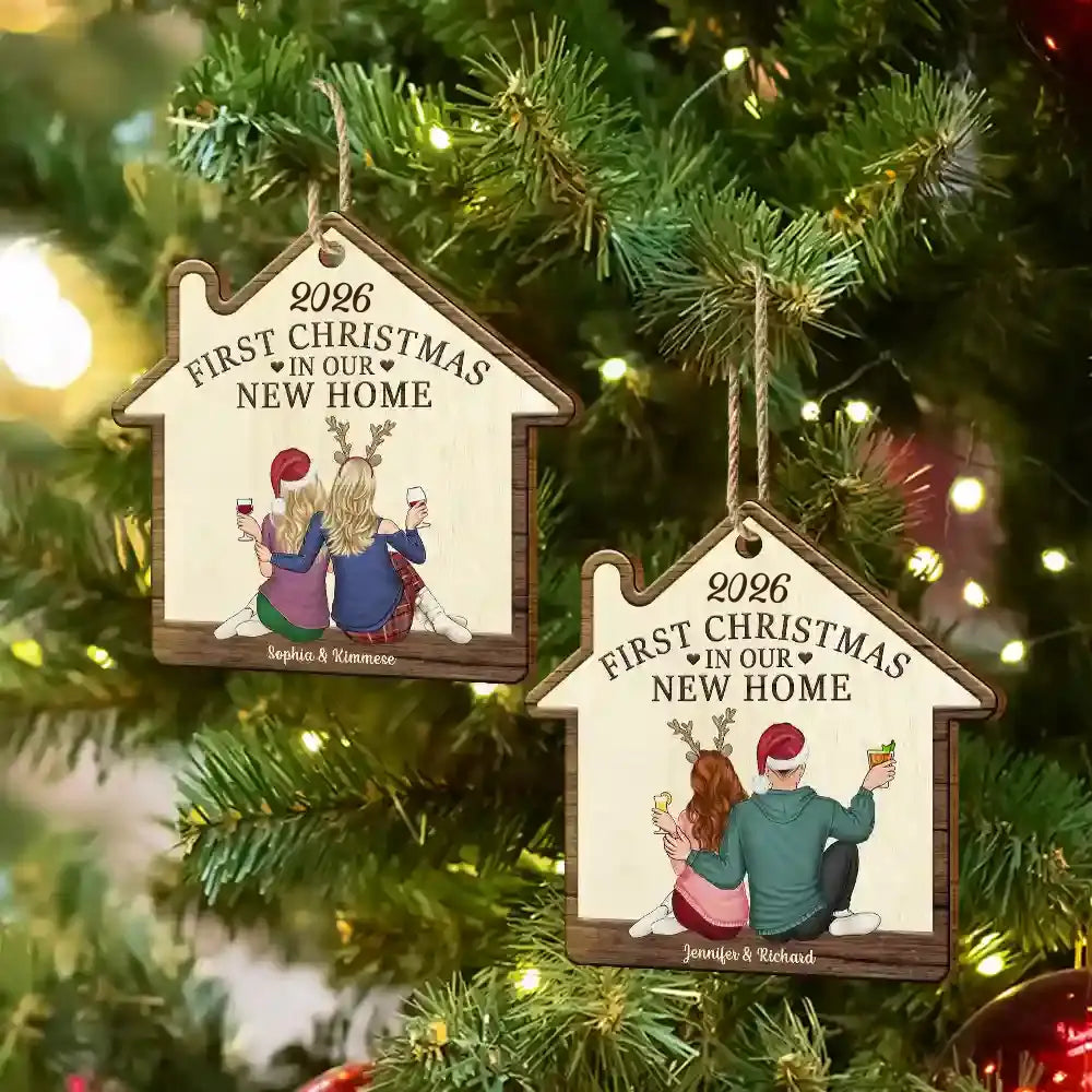 First Christmas In Our New Home - Personalized Custom Shaped Wooden Ornament