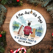 Dog Lovers,Dog Mom,Dog Dad - A Girl & Her Dog A Bond That Can't Be Broken - Personalized Circle Ceramic Ornament
