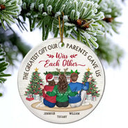 Christmas,Gift For Brothers,Gift For Sisters,Happy - The Greatest Gift Our Parents Gave Us Was Each Other - Personalized Circle Ceramic Ornament