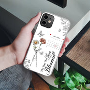 Gift For Couples,Gift For Husband,Gift For Wife,Gift For Boyfriend,Gift For Girlfriend - Birth Flowers With Calendar Our Love Bloomed - Personalized Clear Phone Case