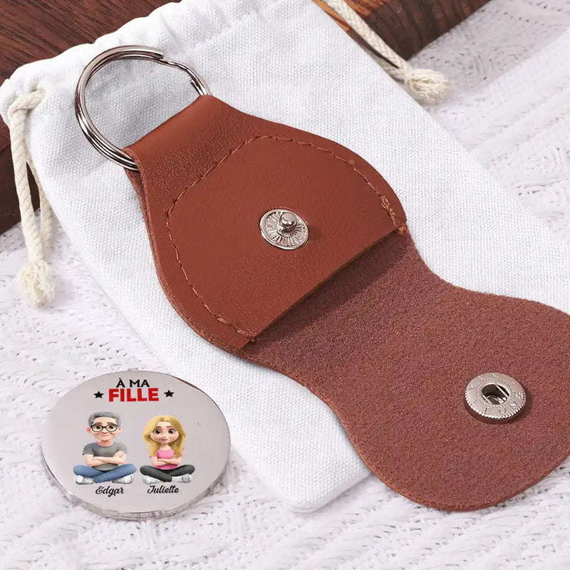Gift For Daughter,Gift For Son,Gift For Grandkids,Dad - Daughters (Adult),Dad - Sons,Mom - Daughters (Adult),Mom - Sons,Dad - Daughters (Young),Mom - Daughters (Young),Love,French - Fais Simplement De Ton Mieux - Porte-Clés Câlin De Poche En Cuir Personnalisé