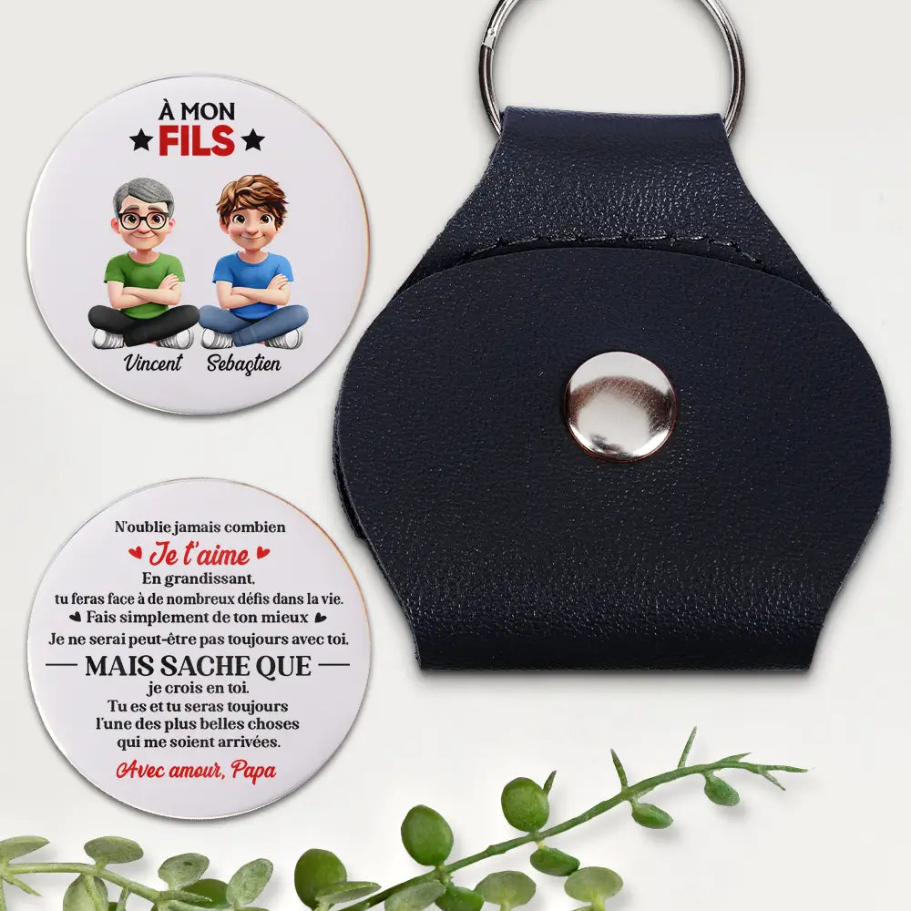 Gift For Daughter,Gift For Son,Gift For Grandkids,Dad - Daughters (Adult),Dad - Sons,Mom - Daughters (Adult),Mom - Sons,Dad - Daughters (Young),Mom - Daughters (Young),Love,French - Fais Simplement De Ton Mieux - Porte-Clés Câlin De Poche En Cuir Personnalisé