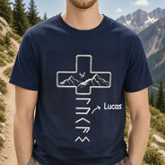 Christian,Gift For Men,Gift For Father,Gift For Husband,Gift For Boyfriend,Gift For Yourself,Gift For Grandpa,Gift For Brothers,Non-Eng,Icon,Confident - Faithful Cross And Name In Viking Runes - Personalized T Shirt