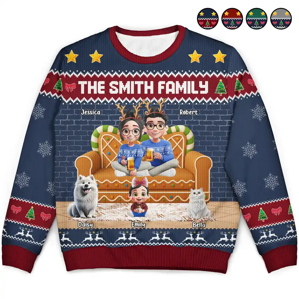 Family 3D Effect Gingerbread - Personalized Unisex Ugly Sweater