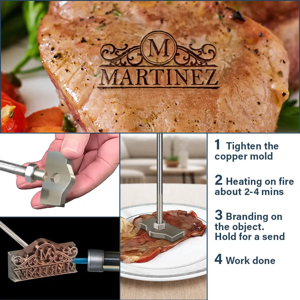 Happy,Family - Family Branding Name Monogram - Personalized Grilling Branding Stamp