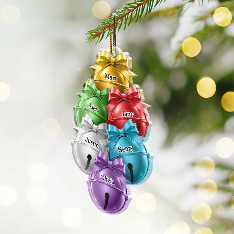 Top Market,Sentimental,Christmas,Family,Icon - Family Christmas Sleigh Bells Ring Together - Personalized Custom Shaped Acrylic Ornament