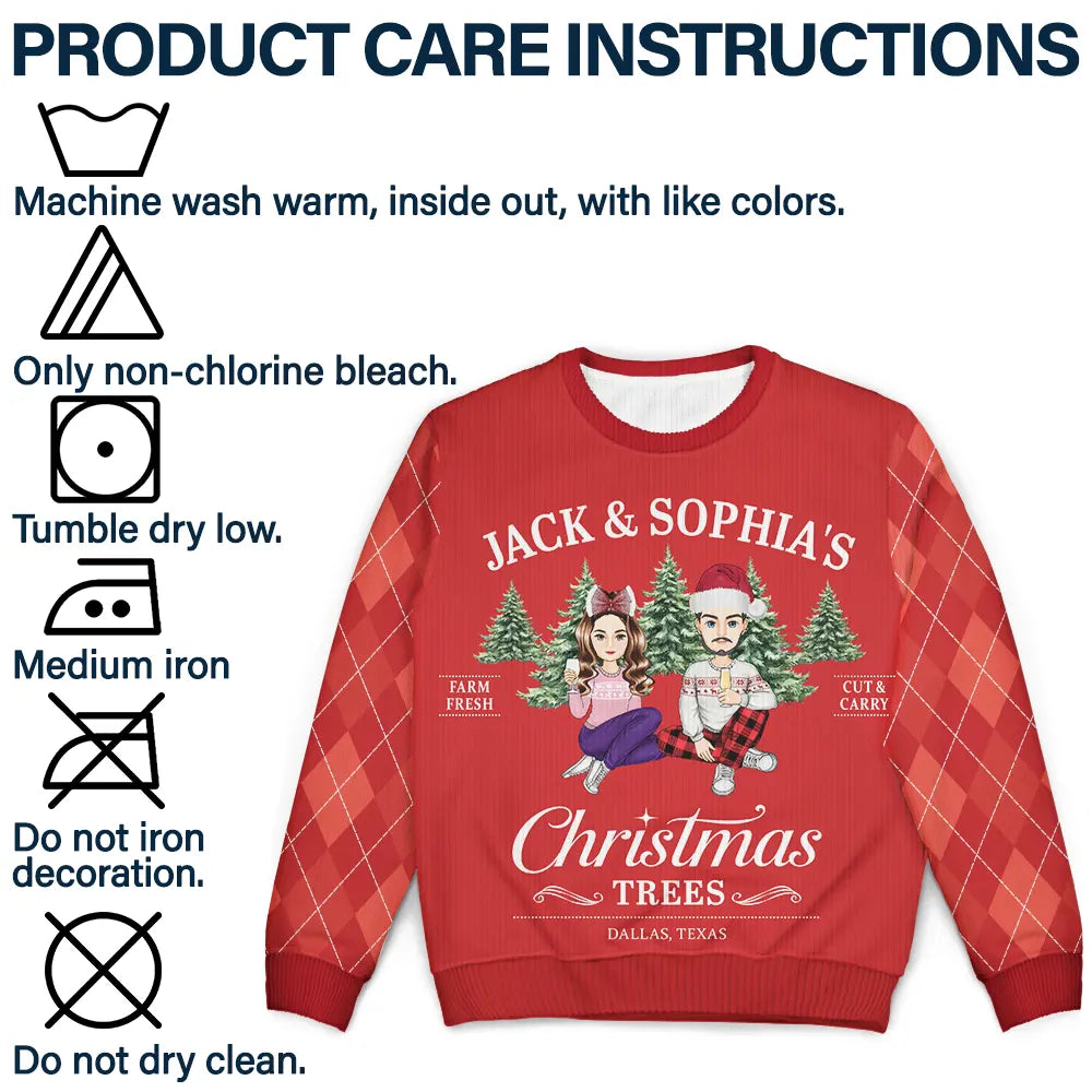 Gift For Couples,Gift For Husband,Gift For Wife,Gift For Boyfriend,Gift For Girlfriend,Gift For Yourself,Gift For Women,Gift For Men,Gift For Mother,Gift For Father,Gift For Grandpa,Gift For Grandma,Family,Pet Lovers,Cat Lovers,Dog Mom,Dog Dad,Dog Couple,Cat Mom,Cat Dad,Cat Couple,Dog Lovers,Pet Mom,Pet Dad,Pet Couple,Happy,Christmas - Family Christmas Tree Farm Fresh - Personalized Unisex Ugly Sweater