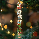 Family,Gift For Couples,Gift For Yourself,Happy - Family Couple Bestie 3D Effect Santa Elf Snowman Reindeer Name - Personalized Custom Shaped Acrylic Ornament