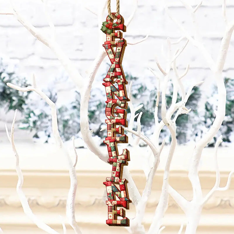 Family, Gift For Couples, Gift For Yourself, Happy - Family Couple Bestie Patchwork Effect Name - Personalized Custom Shaped Wooden Ornament