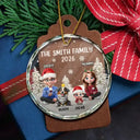 Family Kid Dog Cat - Personalized Circle Glass Ornament