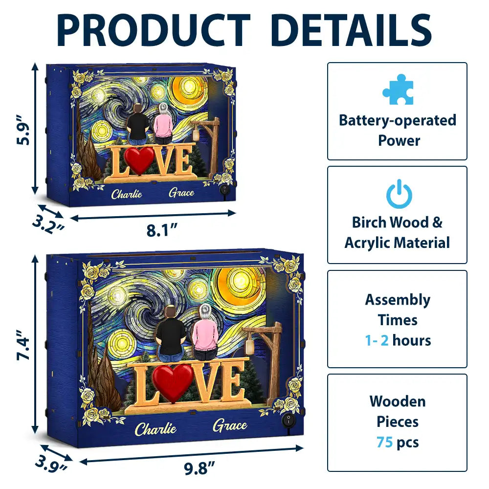 Family,Pet Lovers,Happy,Love,Non-Eng,Vector,Sentimental - Family Members Including Dog And Cat Love Starlit Night - Personalized DIY Book Nook Kit