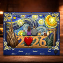 Family,Pet Lovers,Happy,Love,Non-Eng,Vector,Sentimental - Family Members Including Dog And Cat Love Starlit Night - Personalized DIY Book Nook Kit