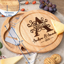 Gift For Couples,Family,Happy - Family Monogram Name Charcuterie Couple Initial - Personalized Cheese Board Set