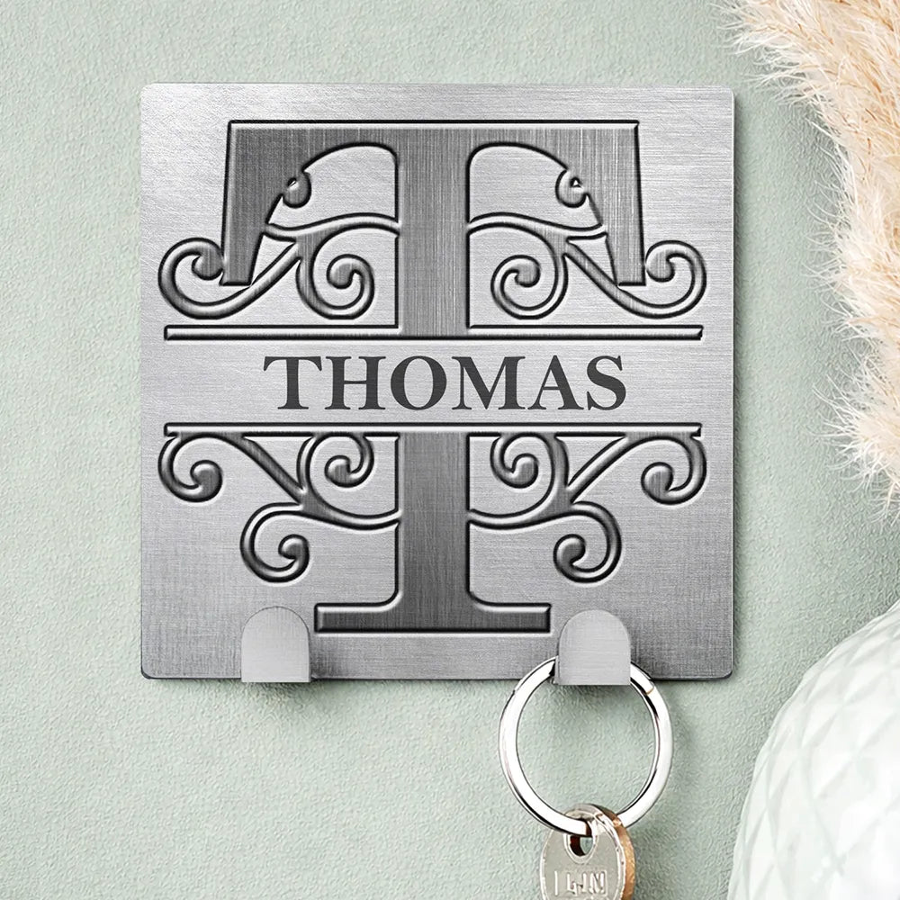 Gift For Couples,Family,Happy - Family Monogram Name Couple Initial - Personalized Mini Key Hook