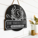Family,Happy - Family Monogram With Address - Personalized Custom Shaped Wood Sign