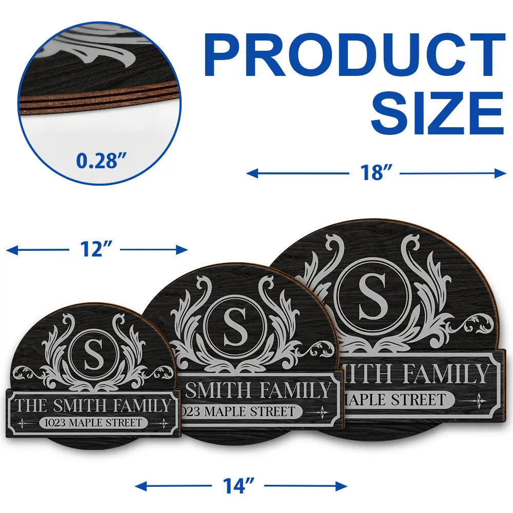 Family,Happy - Family Monogram With Address - Personalized Custom Shaped Wood Sign