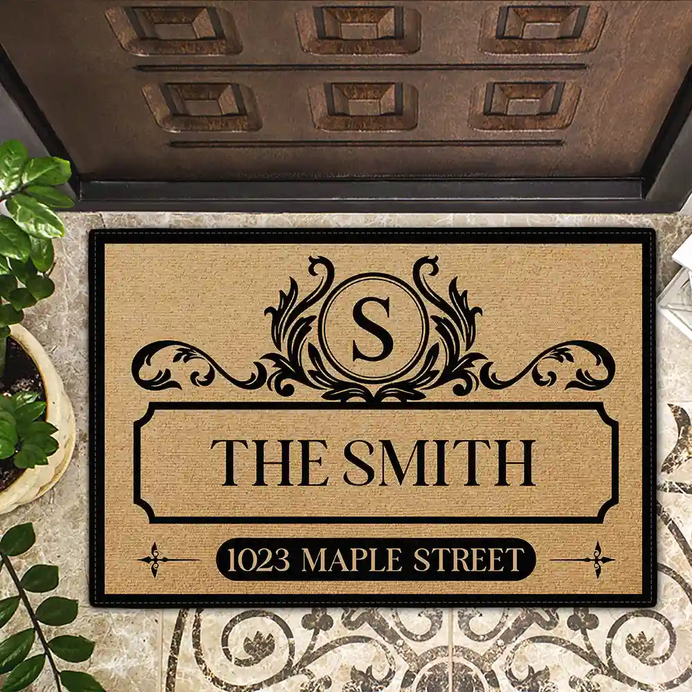 Family,Gift For Couples - Family Monogram With Address Vintage Decor - Personalized Doormat
