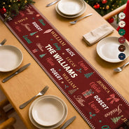 Sentimental,Christmas,Indoor Decor,Family,Icon - Family Name Christmas - Personalized Table Runner