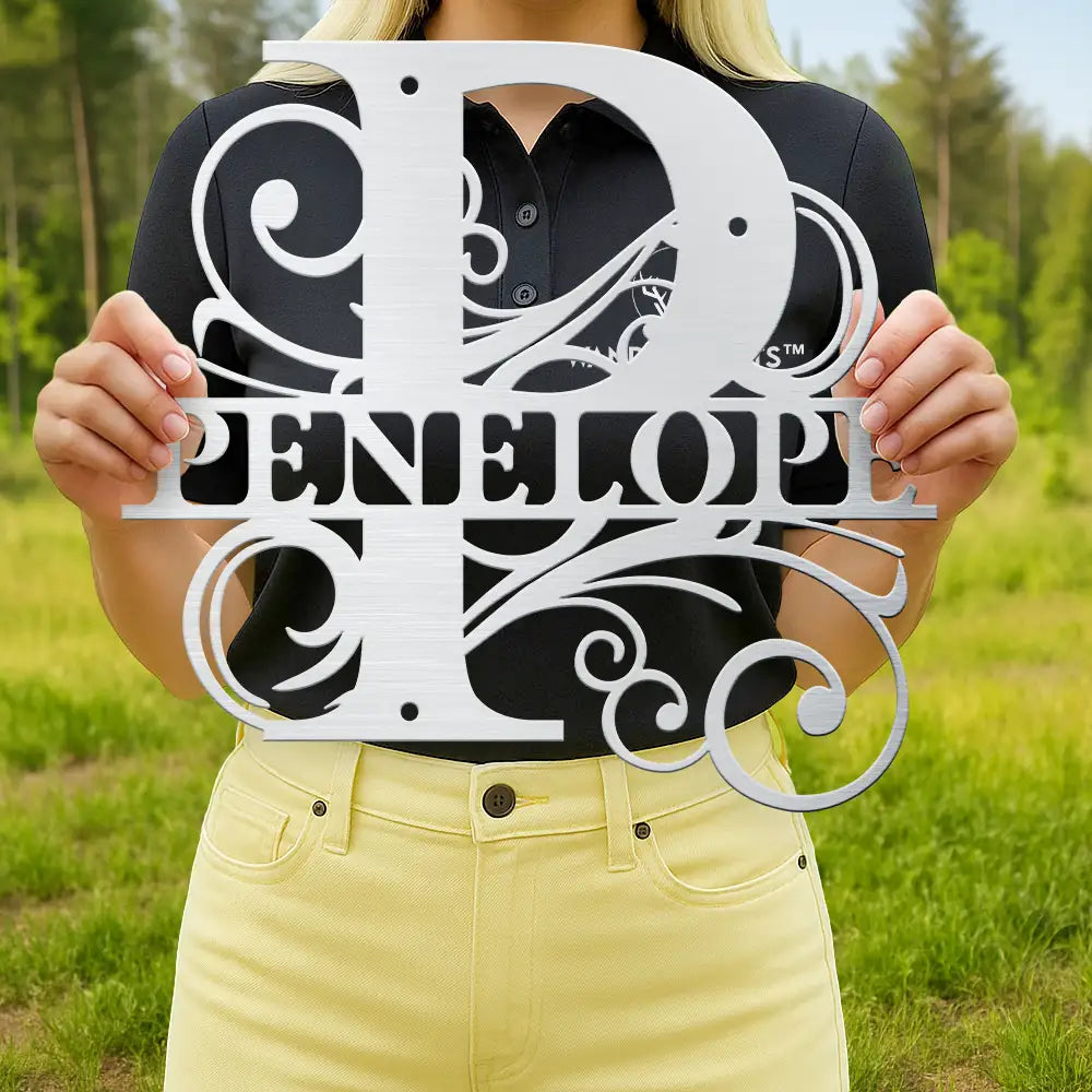 Family,Backyard - Family Name Monogram - Personalized Cutout Metal Sign