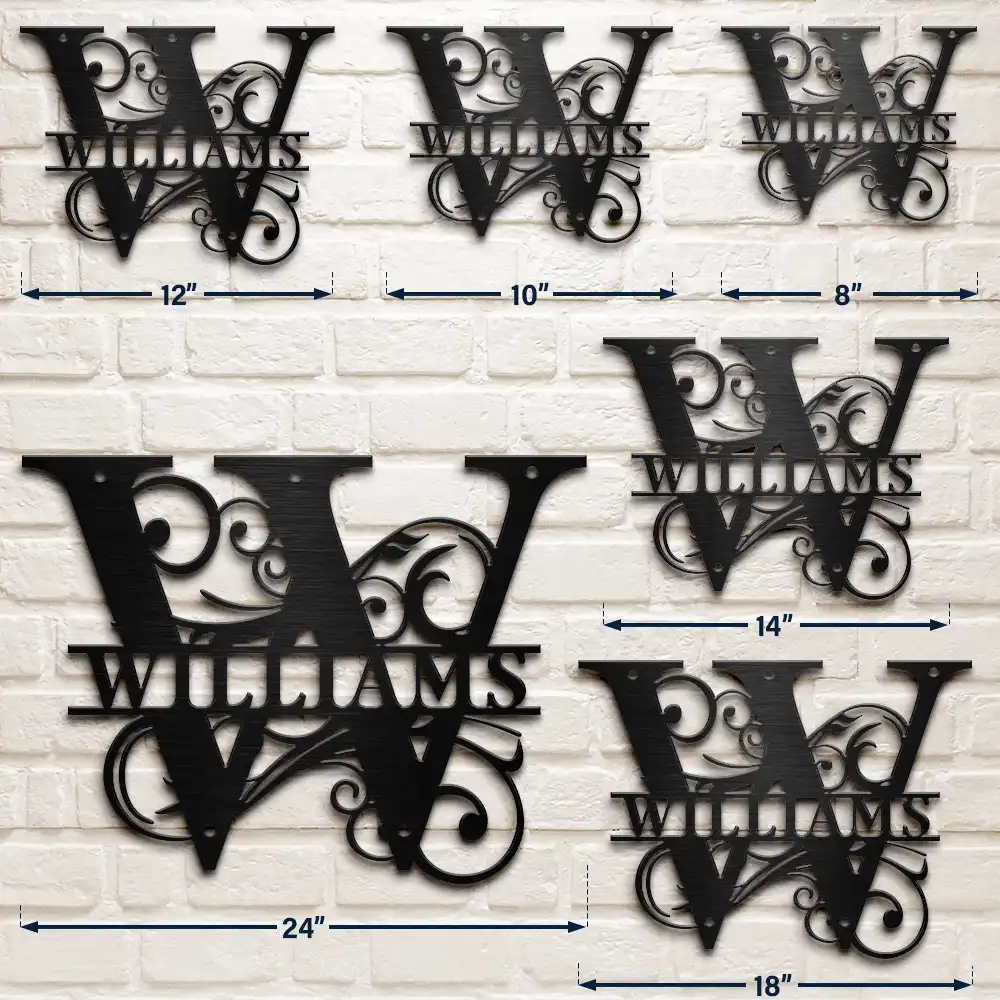 Family,Backyard - Family Name Monogram - Personalized Cutout Metal Sign