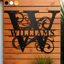 Family,Backyard - Family Name Monogram - Personalized Cutout Metal Sign