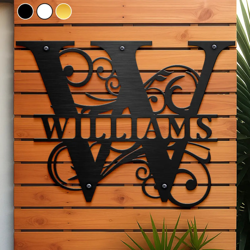 Family,Backyard - Family Name Monogram - Personalized Cutout Metal Sign