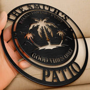 Gift For Couples,Gift For Husband,Gift For Wife,Family,Poolside - Family Name Poolside Oasis - Personalized Cutout Metal Sign