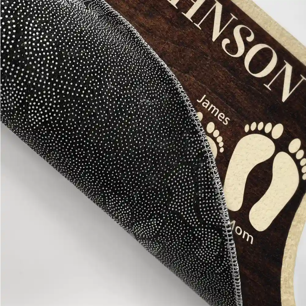 Family,Gift For Couples,Happy - Family Of Four Footprints Kids And Pets Custom Names - Personalized Doormat