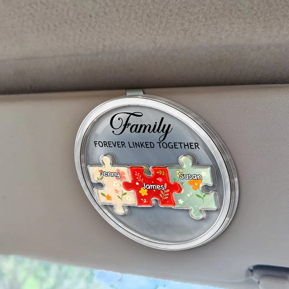 Family - Family Puzzle Linked Together - Personalized Custom Shaped Acrylic Car Visor Clip