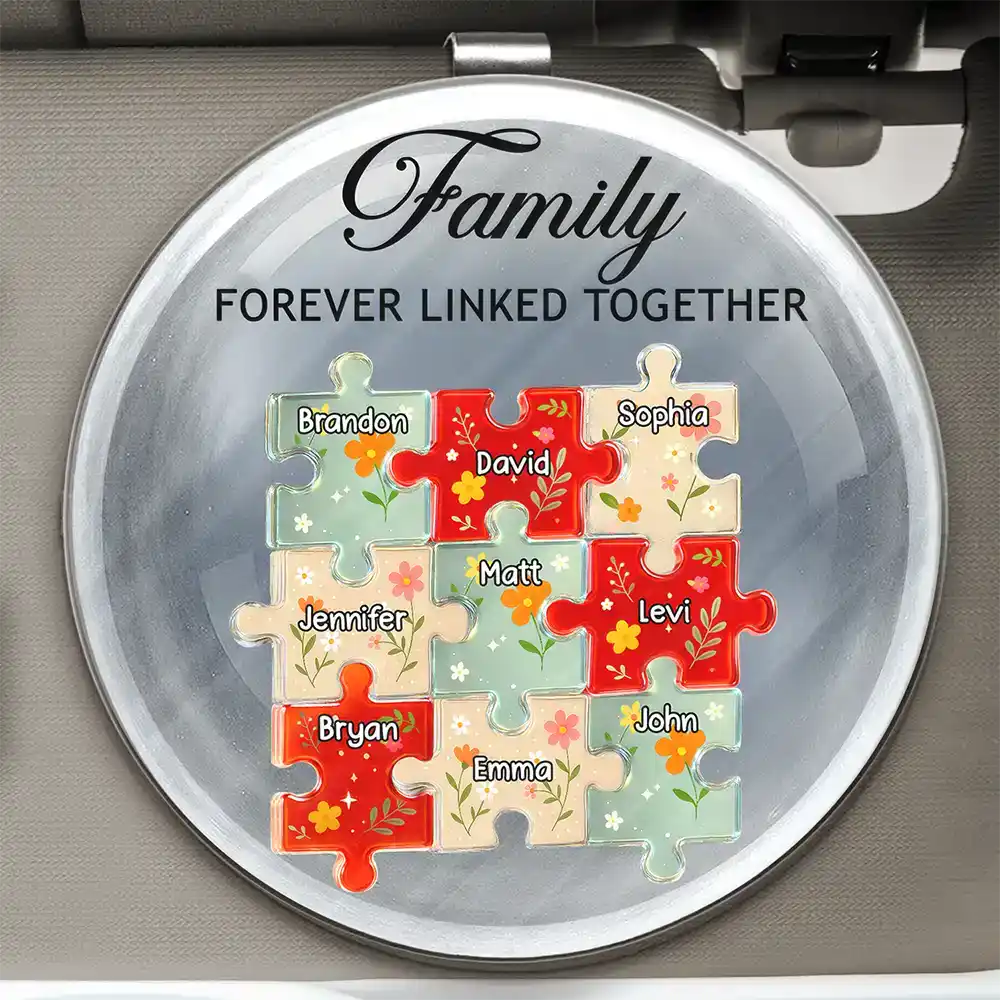 Family - Family Puzzle Linked Together - Personalized Custom Shaped Acrylic Car Visor Clip