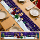 Family, Parents, Gift For Grandparents, Happy, Christmas,Top Market-Family Sitting Christmas Plaid Pattern - Personalized Table Runner