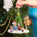 Family,Happy,Christmas,Pet Lovers - Family Sitting Together Sign Post - Personalized Custom Shaped Acrylic Ornament