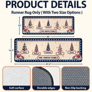 Sentimental,America 250th,Christmas,Family,Icon - Family Stars & Stripes Christmas Trees - Personalized Runner Rug