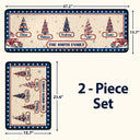 Sentimental,America 250th,Christmas,Family,Icon - Family Stars & Stripes Christmas Trees - Personalized Runner Rug
