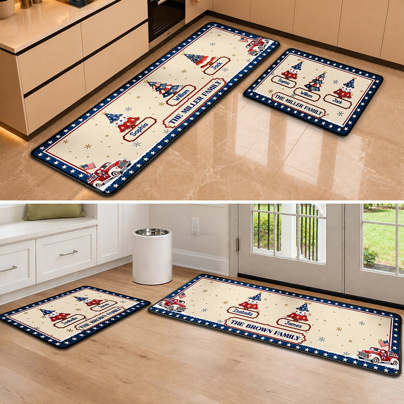 Sentimental,America 250th,Christmas,Family,Icon - Family Stars & Stripes Christmas Trees - Personalized Runner Rug