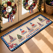 Sentimental,America 250th,Christmas,Family,Icon - Family Stars & Stripes Christmas Trees - Personalized Runner Rug