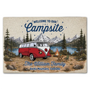 Summer, Camping, Family, Cozy, Icon - Family Welcome To Our Campsite - Personalized Doormat