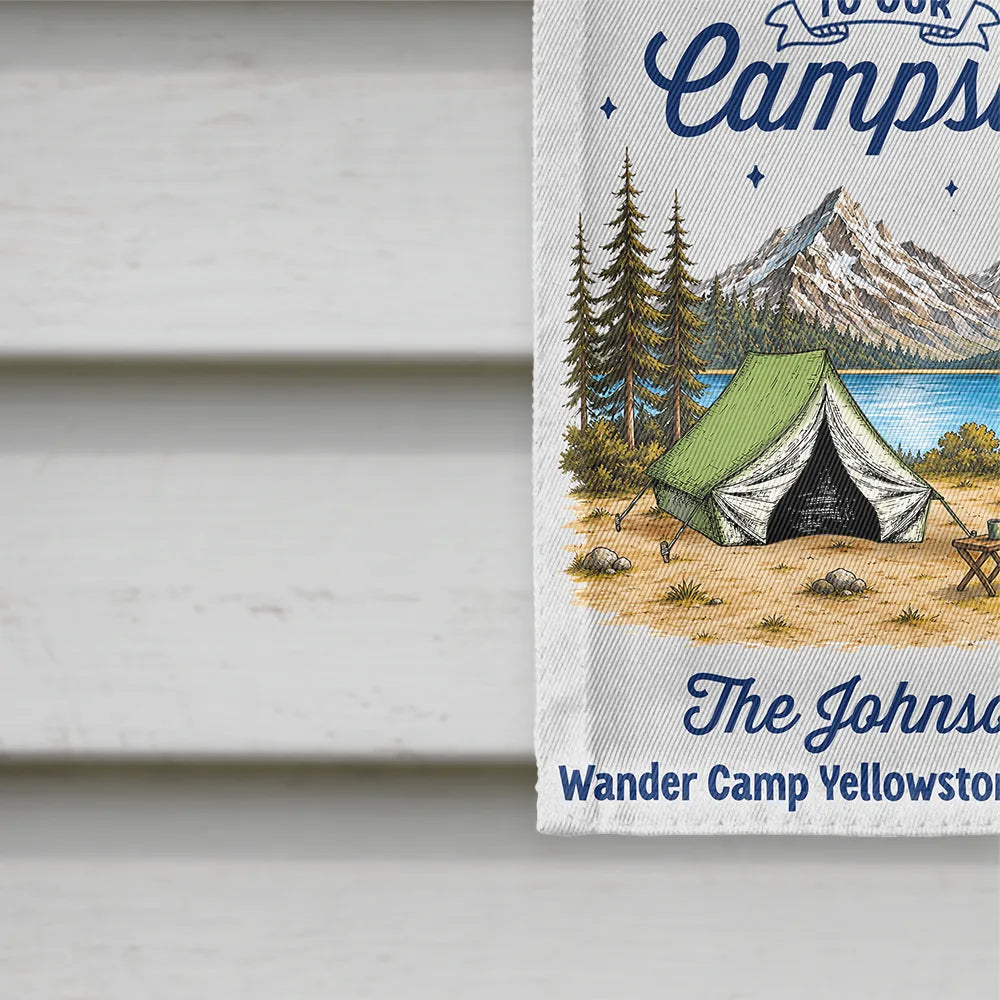 Summer, Top Market, Camping, Family, Cozy, Icon - Family Welcome To Our Campsite - Personalized Flag