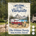 Summer, Top Market, Camping, Family, Cozy, Icon - Family Welcome To Our Campsite - Personalized Flag