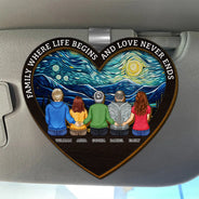 Family, Memorial, Sad - Family Where Life Begins And Love Never Ends - Personalized Custom Shaped Car Visor Clip