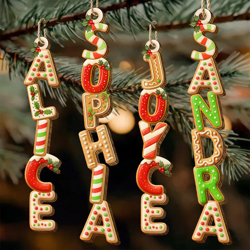 Custom Letter With Name For Family Kids - Personalized Custom Shaped Wooden Ornament